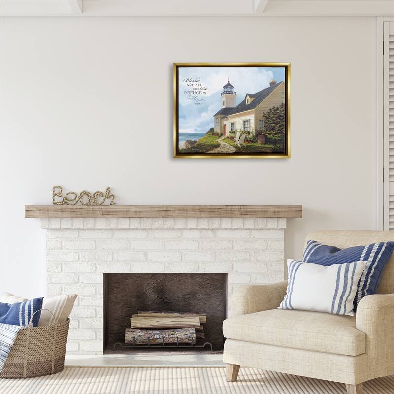 Stupell Religious Proverb Coastal Scene Framed Floater Canvas Wall Art Design by Michael Humphries