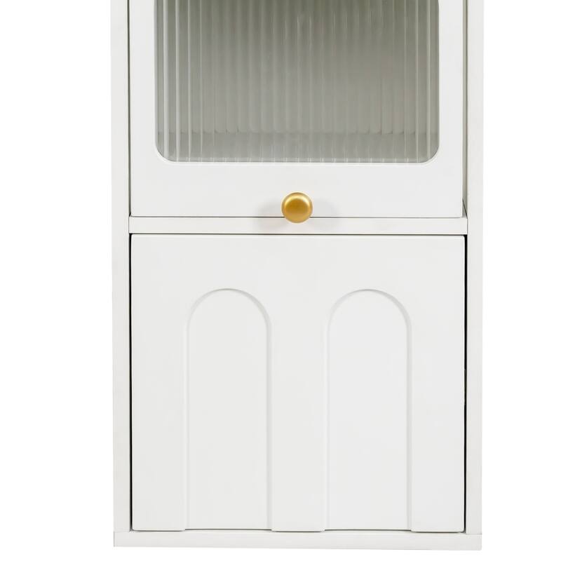 Modern Compact Storage Cabinet with Drawers & Glass Doors