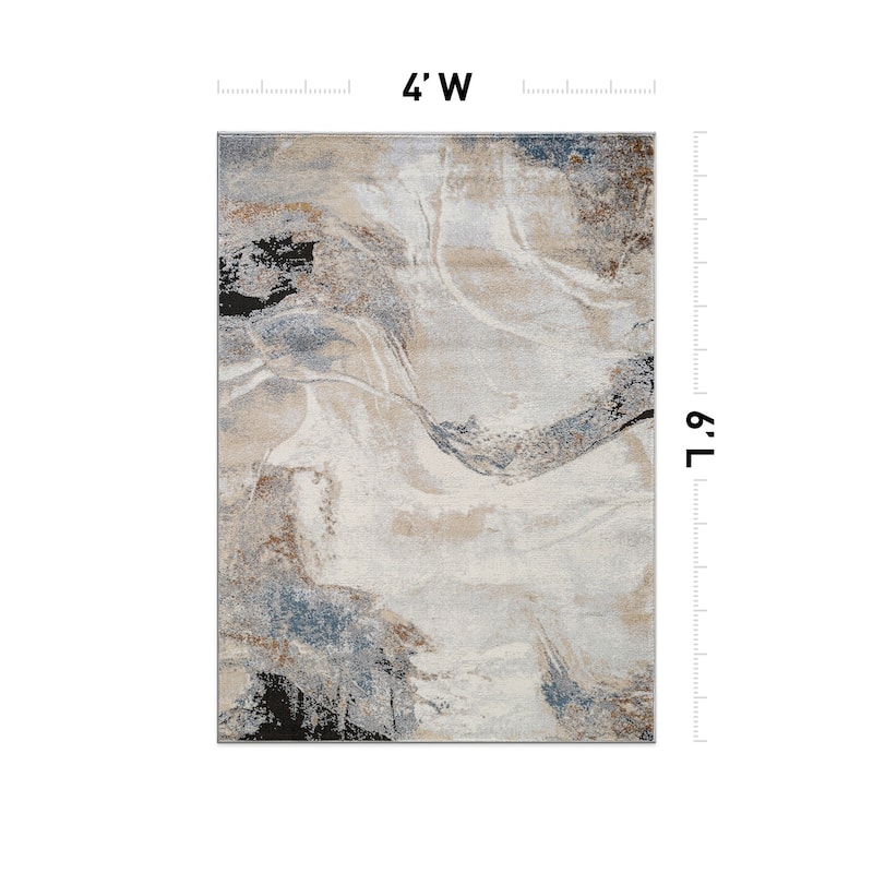 Neutral Desert Drift Area Rug for Living Room, Entryway, or Family Spaces - Easy to Clean and Comfortable Underfoot