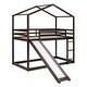 preview thumbnail 7 of 14, Playhouse-inspired Style Twin over Twin Sturdy Wood Bunk Bed with Roof, Slide and 3-step Ladder, Fun and Adorable Space, Black