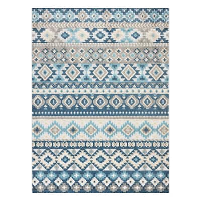 TOWN & COUNTRY EVERYDAY Dahlia Southwestern Stripe Indoor Outdoor Area Rug, UV Fade Resistant, High-Low Pile