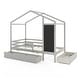 preview thumbnail 1 of 18, Kids House-Shaped Twin Size Bed with 2 Large Drawers with Blackboard