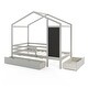 preview thumbnail 13 of 18, Kids House-Shaped Twin Size Bed with 2 Large Drawers with Blackboard