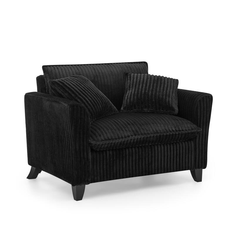 Tufted Corduroy Lazy Sofa Chair with Backrest and Armrests Single Person Lounge Chair for Living Room or Bedroom Accent Chairs