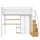 preview thumbnail 10 of 22, Full Size Metal Loft Bed with Wardrobe, Built-in Wood Tabletop Desk, Storage Shelves and Storage Stairs for Bedroom
