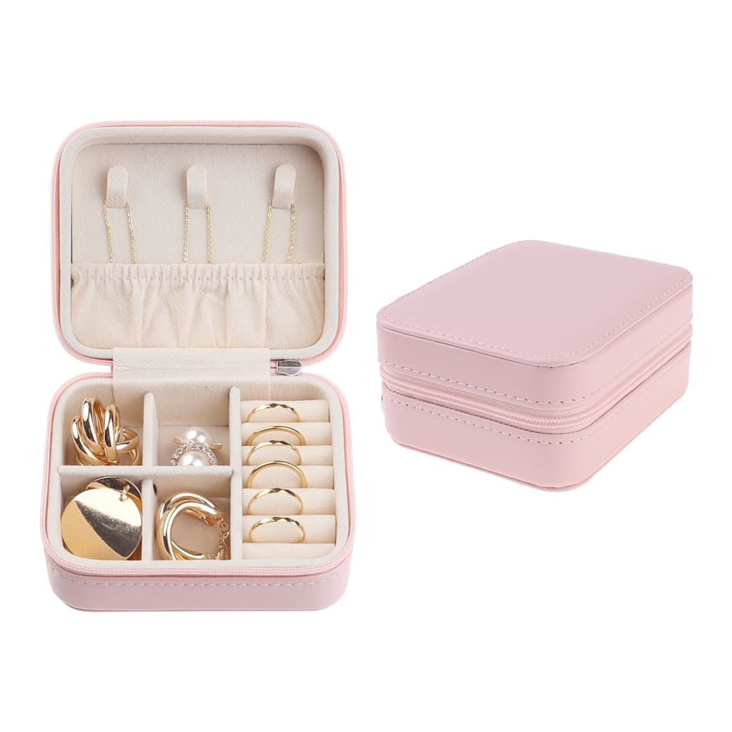 Travel Jewelry Box for Women's Birthday Gifts, Small Portable PU Leather Jewelry Organizer Case Storage Display Holder