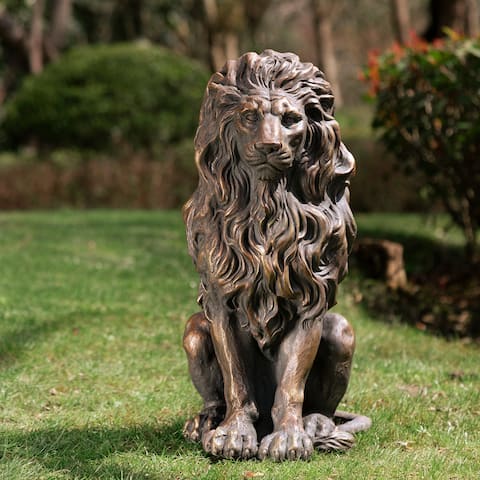 Glitzhome 20-IN MGO Guardian Standing/ Lying Lion Statue