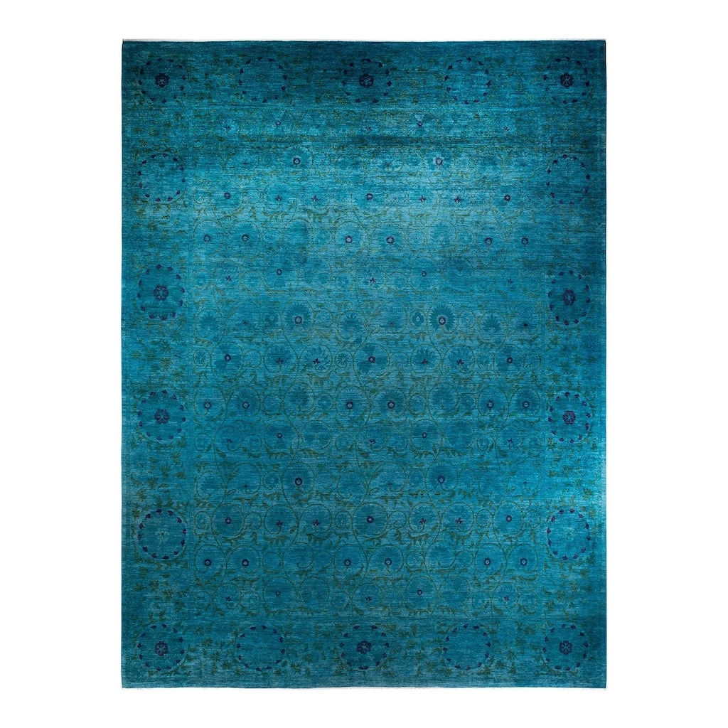 Vibrance, One-of-a-Kind Hand-Knotted Area Rug - Blue, 12' 1" x 15' 10" - 12' 1" x 15' 10"