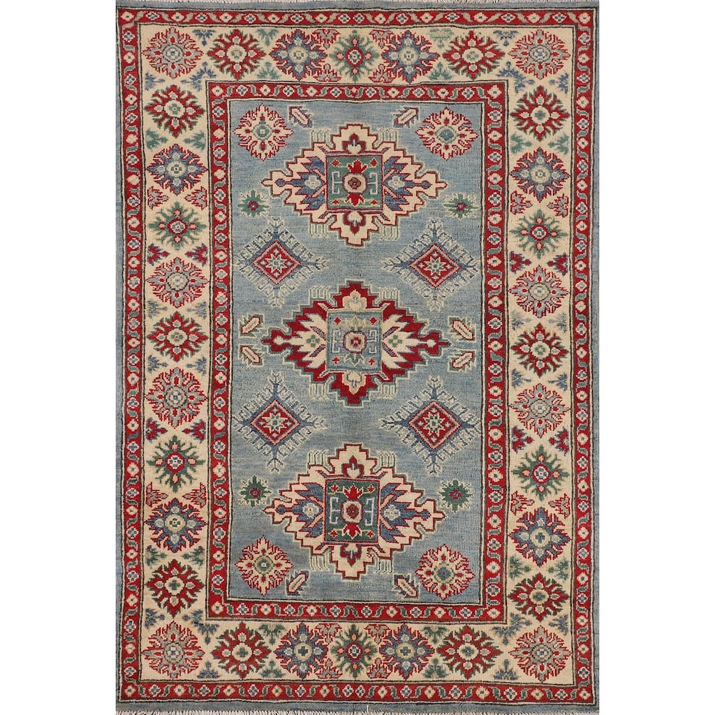 Kazak Rug Handmade Oriental Blue Wool Carpet - 3'10" x 6'0"