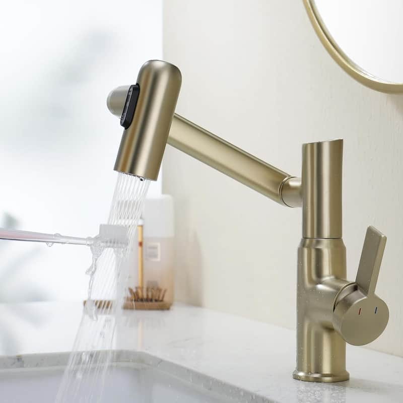Lefton Rotatable Bathroom Faucet with Temperature Display in Fahrenheit (Batteries-Free), BF2204