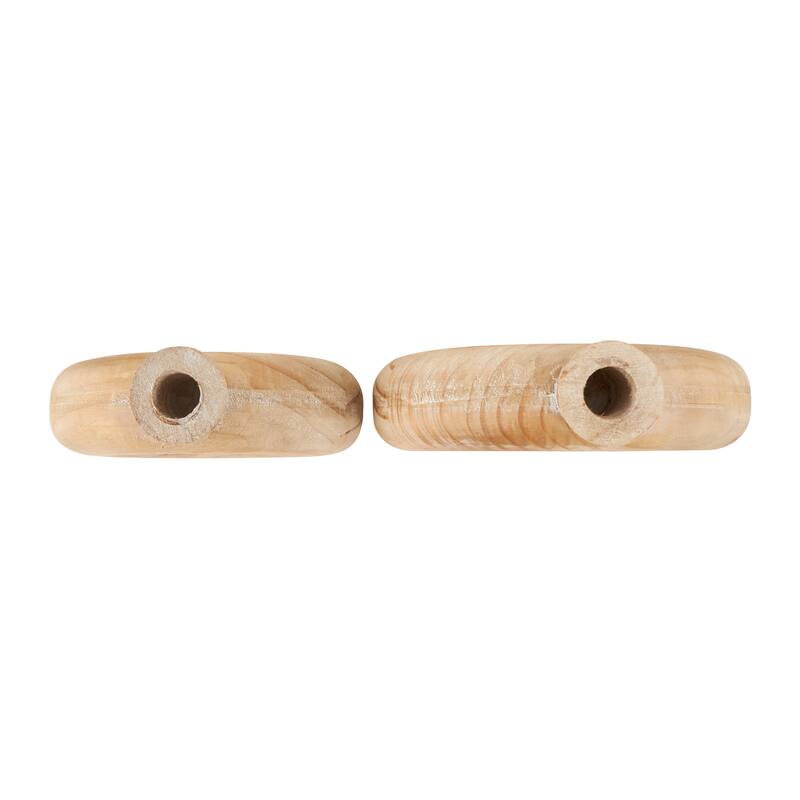 Brown Wood Circular Decorative Vase with Cutout Center (Set of 2)