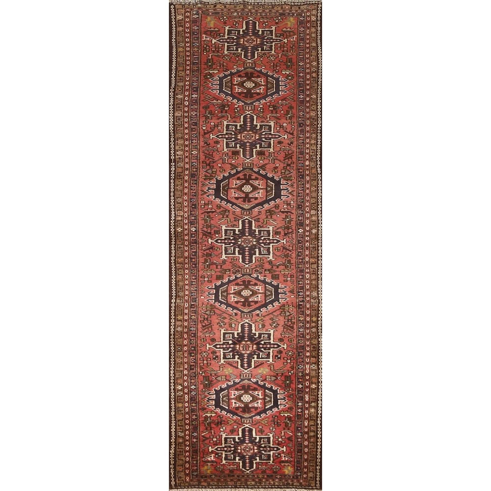 Tribal / Geometric Gharajeh Persian Runner Rug Handmade Wool Carpet - 2'5" x 9'6"