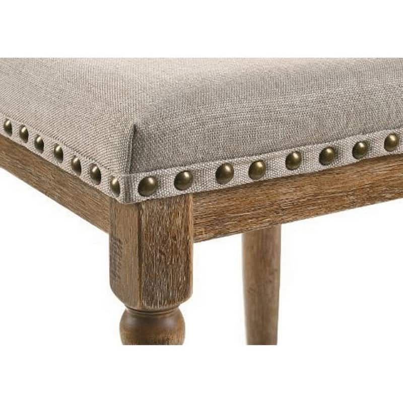 24 Inch Classic Wood Counter Height Stool, Upholstered, Set of 2, Grey - 16 L x 16 W x 24 H Inches