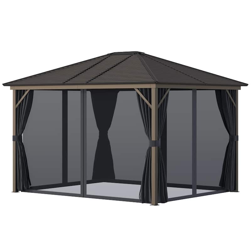 Outsunny Aluminum Frame Hardtop Gazebo - Grey