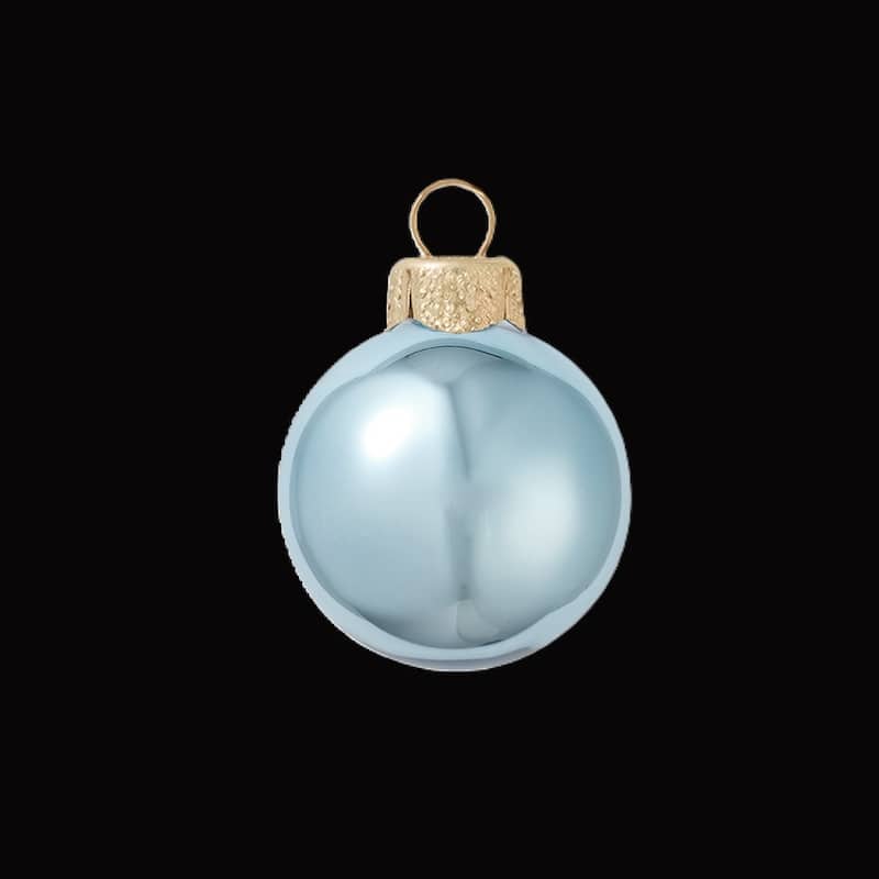 Shiny Finish Glass Christmas Ball Ornaments 3.25" 80mm Light Blue 8Ct