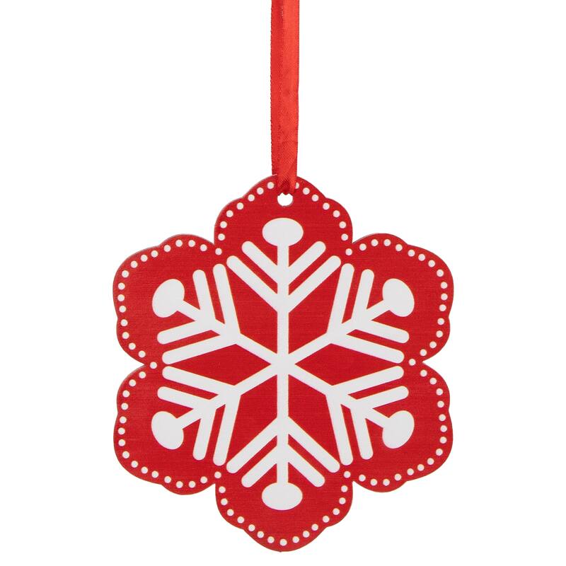 6" Wooden Snowflake Christmas Ornament - Red
