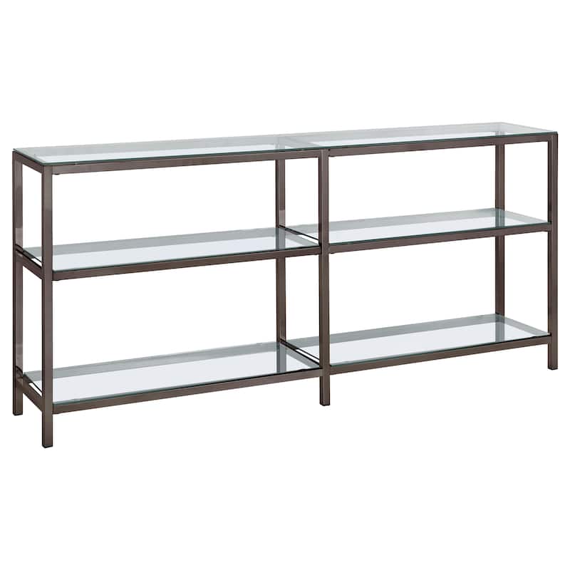 Kate 55-inch 3-shelf Console Bookcases Black Nickel - 55.25" x 10.25" x 26.75" - Nickel Finish/Glass Finish/Metal Finish - Clear