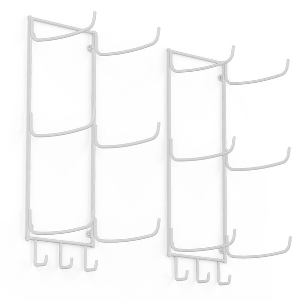 Wallniture Guru Wall Mount Yoga Mat Foam Roller and Towel Rack with 3 Hooks for 