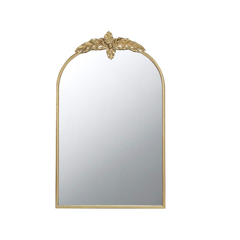 Arched Wall Decor Mirror with Metal Frame - Gold