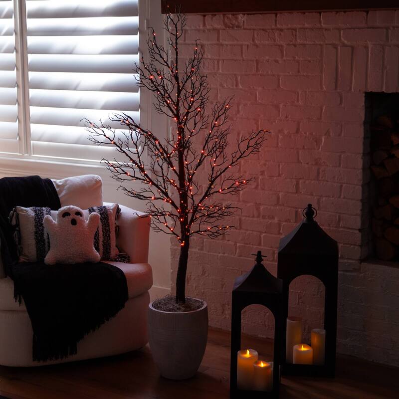 5-ft Pre-Lit Halloween Minimalist Twig Artificial Fall Tree - Black