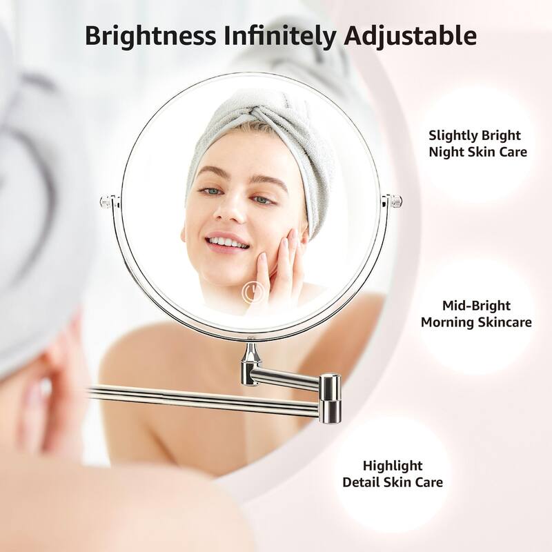 Yulika Wall Mounted Lighted Makeup Mirror 10x Magnification Mirror On