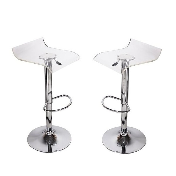 Acrylic Stool with Adjustable Height Stainless Steel Base Set of