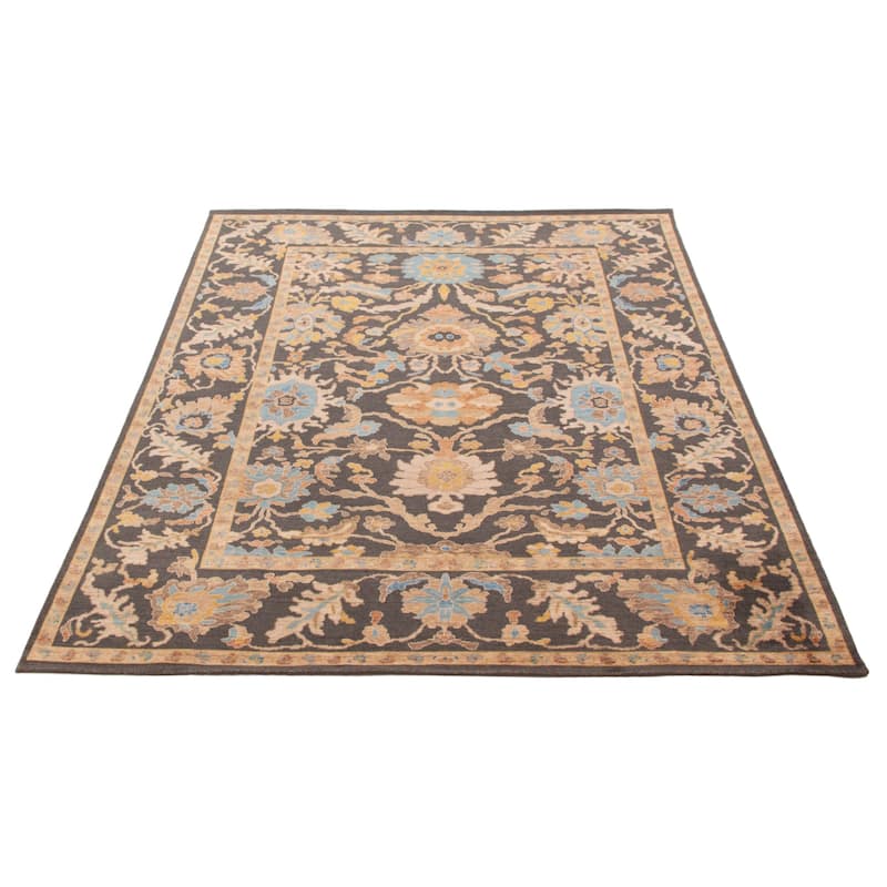 ECARPETGALLERY Hand-knotted Heritage Dark Grey Silk, Wool Rug - 7'3 x 9'10