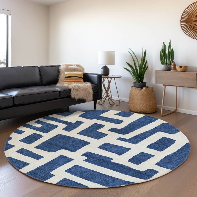 Machine Washable Indoor/ Outdoor Chantille Geo Contemporary Rug