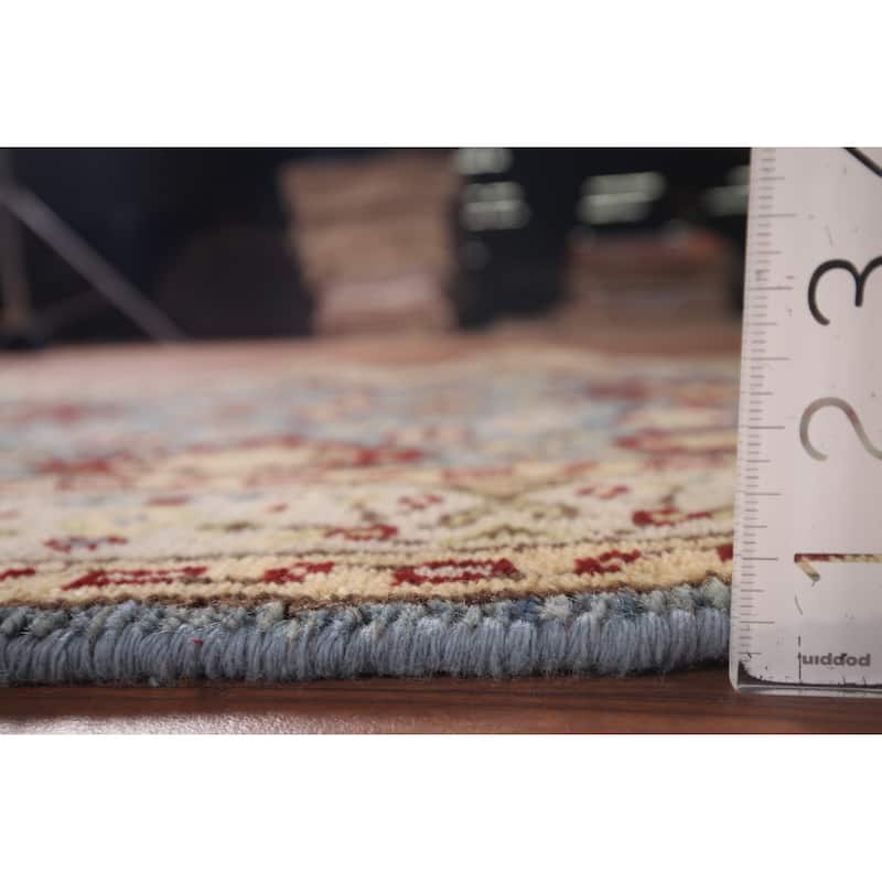 Light Blue Geometric Heriz Serapi Accent Rug Handmade Wool Carpet - 2'11"x 5'2"