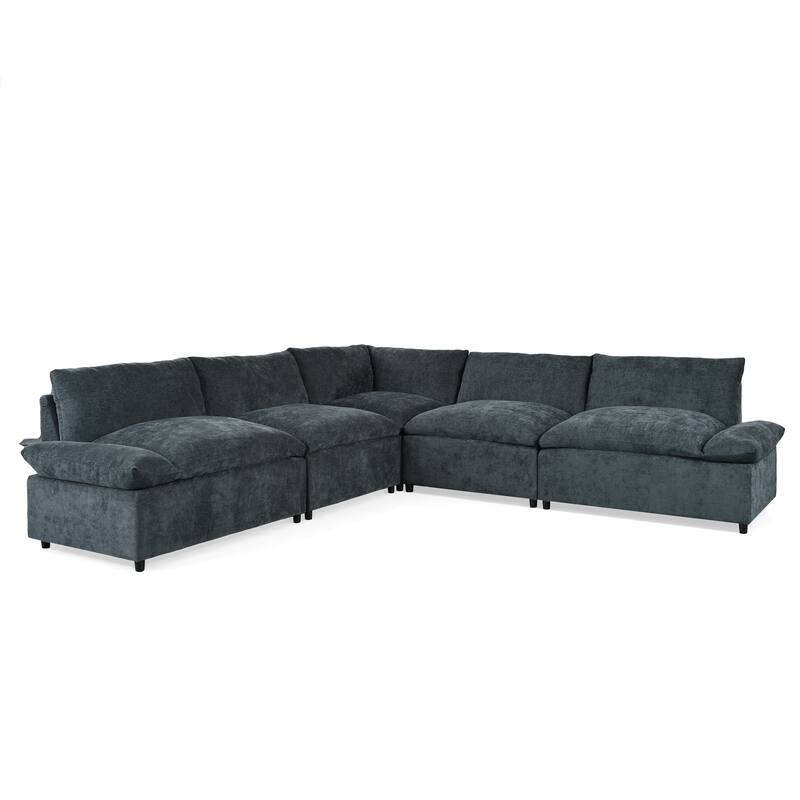 Roomfitters 115.5" Modular Sectional Sofa with Plush Cushions, Hidden Storage & Versatile Design for Living Room, Dark Gray