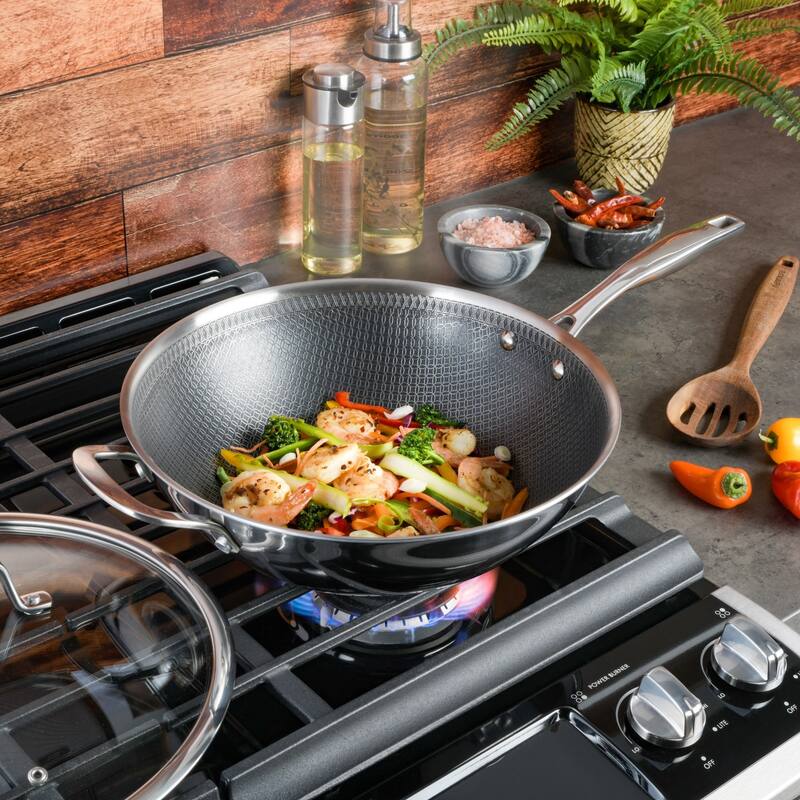 Kenmore Elite Luke Triply Hybrid Stainless Steel Wok W/Lid