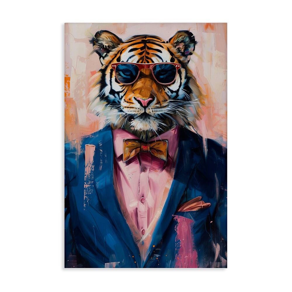 Stupell Suited Tiger Modern Fashion Canvas Wall Art Design By LSR Design Studio