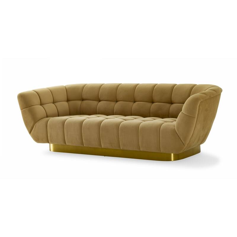 Divani Casa Granby Glam Mustard and Gold Fabric Sofa