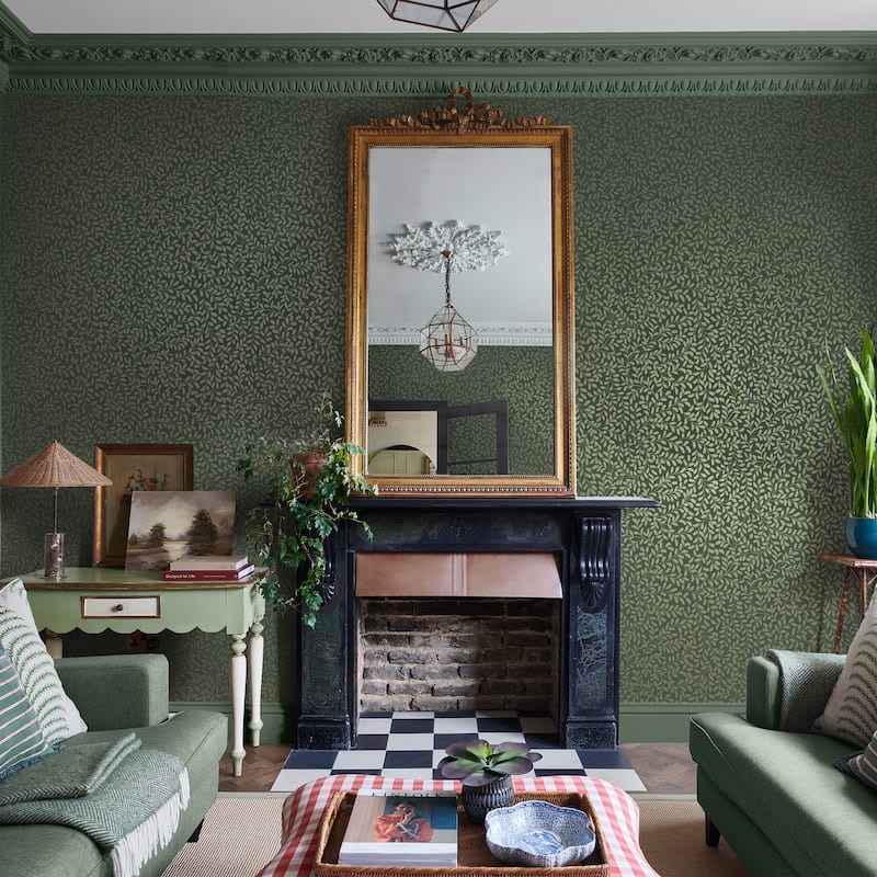 Graham & Brown Gilded Leaf Olive Wallpaper