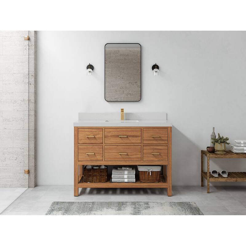 Willow Collections 48 in. W x 22 in. D Parker Solid Teak Single Sink Bathroom Vanity with Countertop