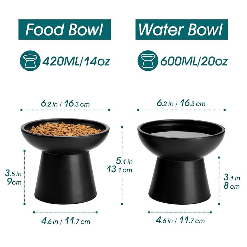 vancasso Elevated Stoneware 2-Piece Raised Dog & Cat Bowl Set