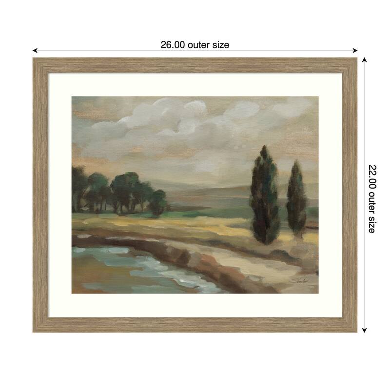 By the River by Silvia Vassileva Wood Framed Wall Art Print - Woodgrain Stripe Mocha - 26 x 22 in