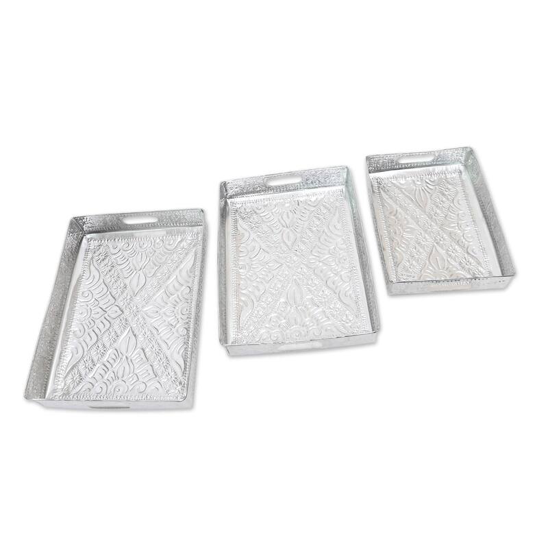 Novica Handmade Higher Love Decorative Aluminum Trays (Set Of 3)