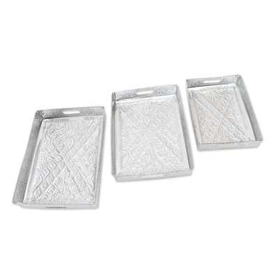 Novica Handmade Higher Love Decorative Aluminum Trays (Set Of 3)