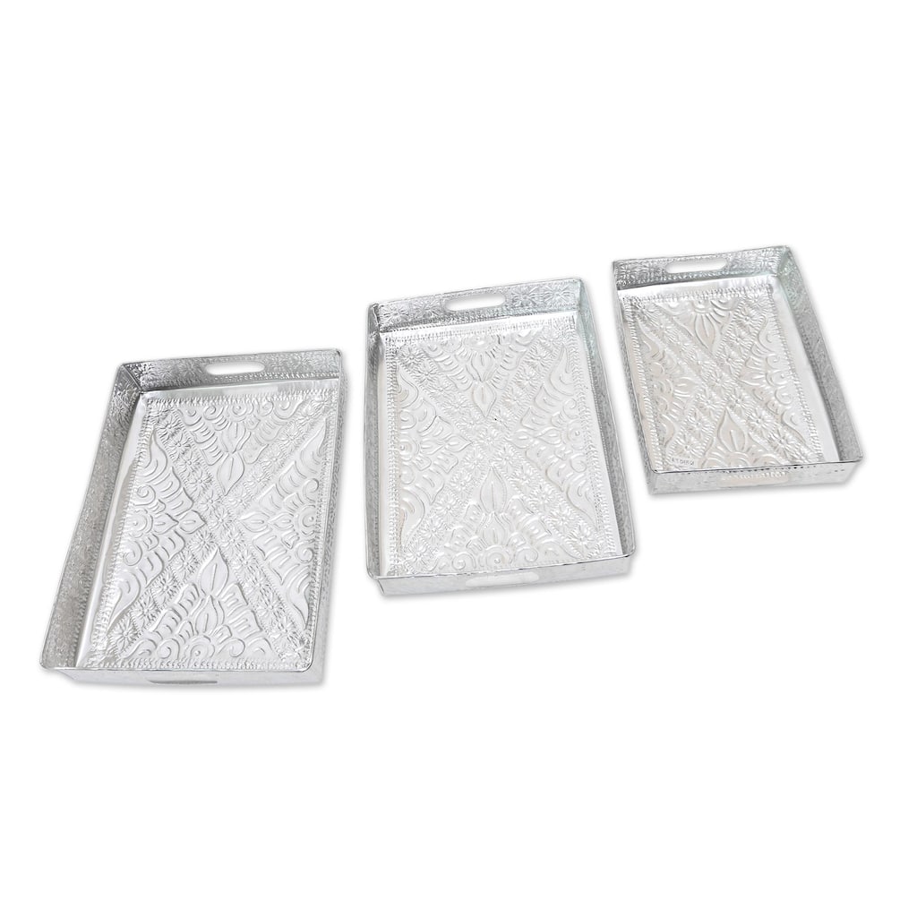 Novica Handmade Higher Love Decorative Aluminum Trays (Set Of 3)