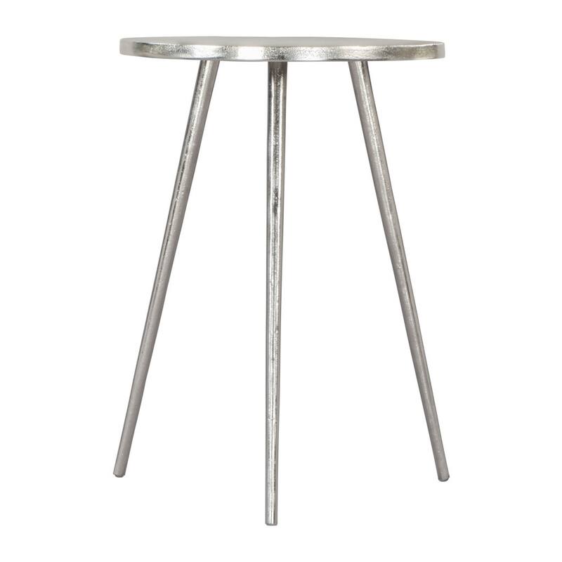 HomeRoots 22" Silver Aluminum Round End Table - 16' X '21.9' X '16