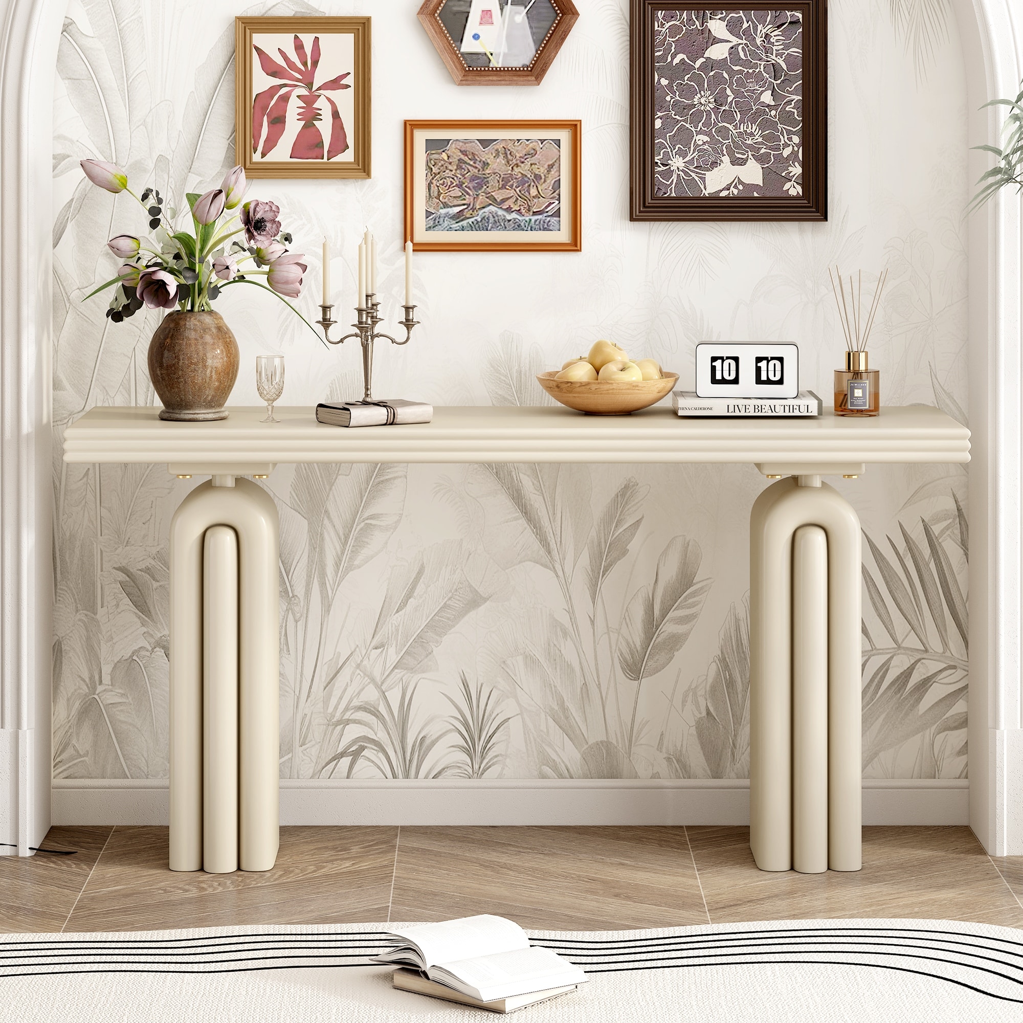 60" Rectangular Console Table Entryway Table, Narrow Long Side Table Accent Table for Living Room Hallway