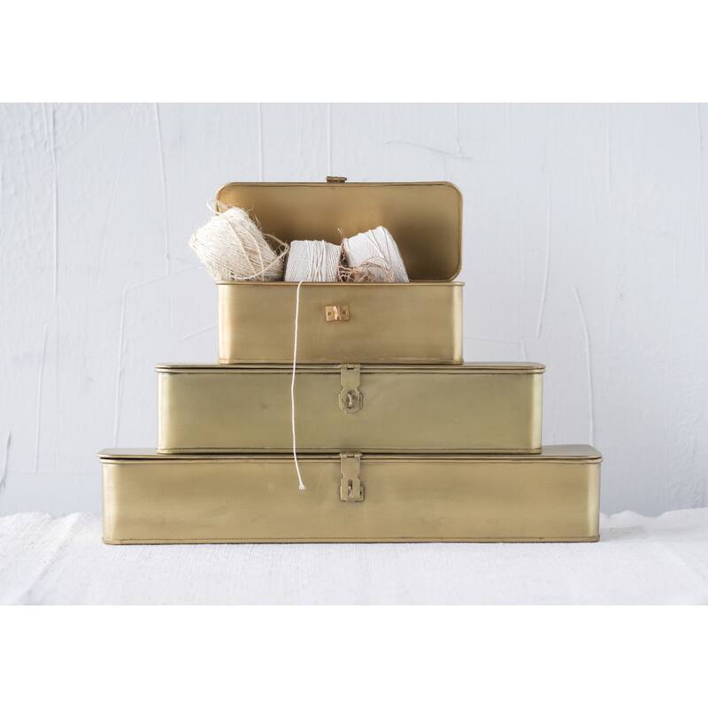 Decorative Metal Boxes with Lid, Set of 3