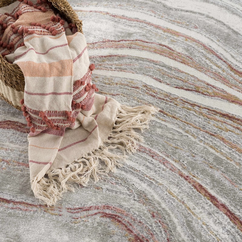 Hauteloom Liverpool Living Room, Bedroom Area Rug - Contemporary - Cream,Green - 7'10" x 10'