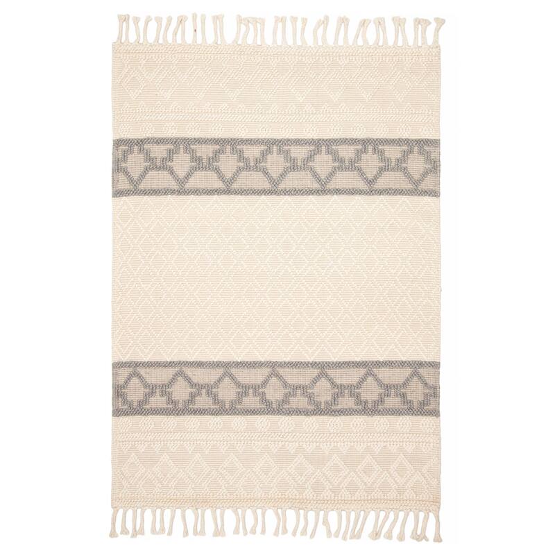 ECARPETGALLERY Braid weave Sienna Cream Wool Rug - 5'3 x 7'7 - Cream - 5'3 x 7'7