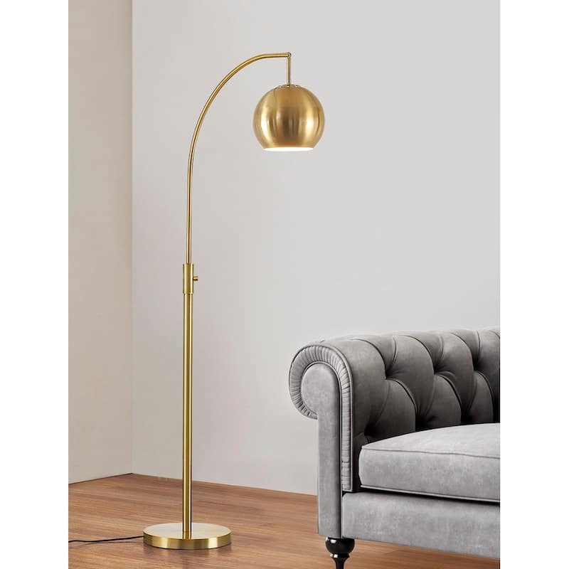 Metro 68"H Metal Globe One Light LED Dimmable Floor Lamp with LED Vintage Bulb - Brass/Metal Shade
