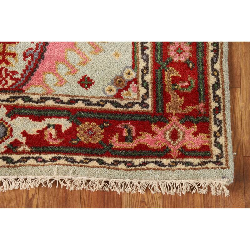 Hand Knotted Oriental 100% Wool Carpet Transitional Geometric Green Khotan Area Rug - 5' 1'' X 3' 1''