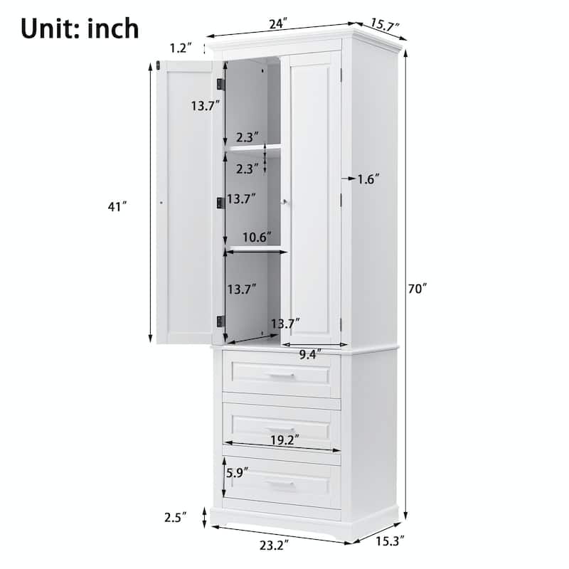 Tall Storage Cabinet with Three Drawers