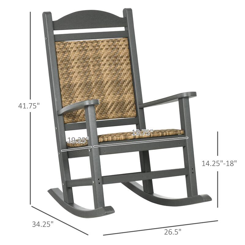Outsunny Outdoor Rocking Chairs, Porch Rocker w/ Soft Padded Seat and Backrest, Fade-Resistant HDPE Frame Rocker Chair