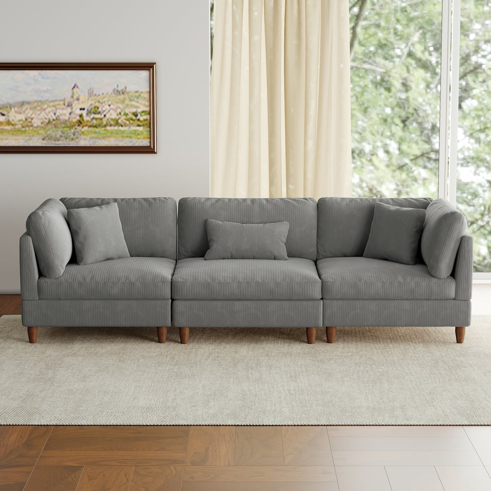 Jannae 112.12'' Upholstered Corduroy Sofa